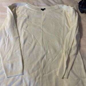 Talbots Cream Button-Shoulder Sweater